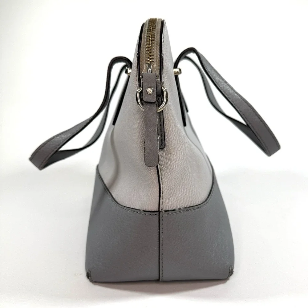 Kate‎ Spade New York Saffiano Leather Satchel Gray Beige Dome Bag Purse